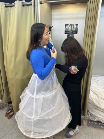 Esther Trying on Hanbok